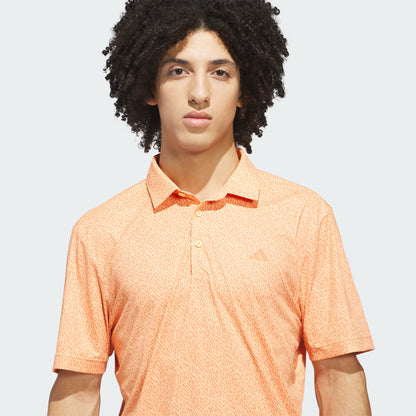 adidas Ultimate365 Feather Print Golf Polo Shirt - Dusky Orange / Semi Ice Tangerine