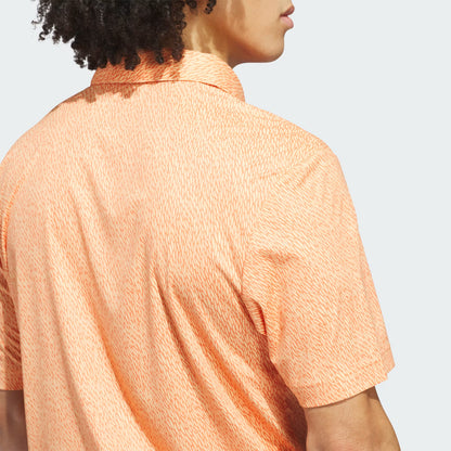 adidas Ultimate365 Feather Print Golf Polo Shirt - Dusky Orange / Semi Ice Tangerine