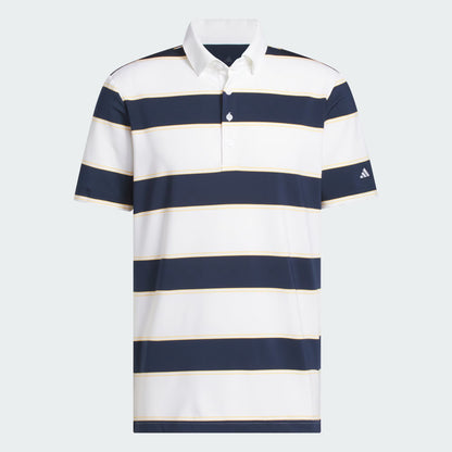 adidas Ultimate365+ Jumbo Stripe Climacool Golf Polo Shirt - White / Collegiate Navy