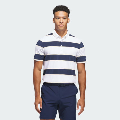 adidas Ultimate365+ Jumbo Stripe Climacool Golf Polo Shirt - White / Collegiate Navy