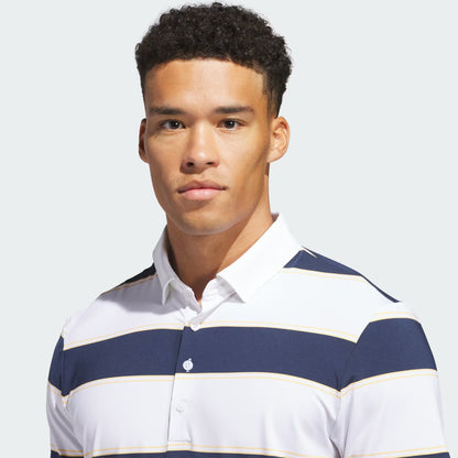 adidas Ultimate365+ Jumbo Stripe Climacool Golf Polo Shirt - White / Collegiate Navy