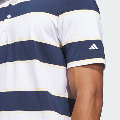 adidas Ultimate365+ Jumbo Stripe Climacool Golf Polo Shirt - White / Collegiate Navy