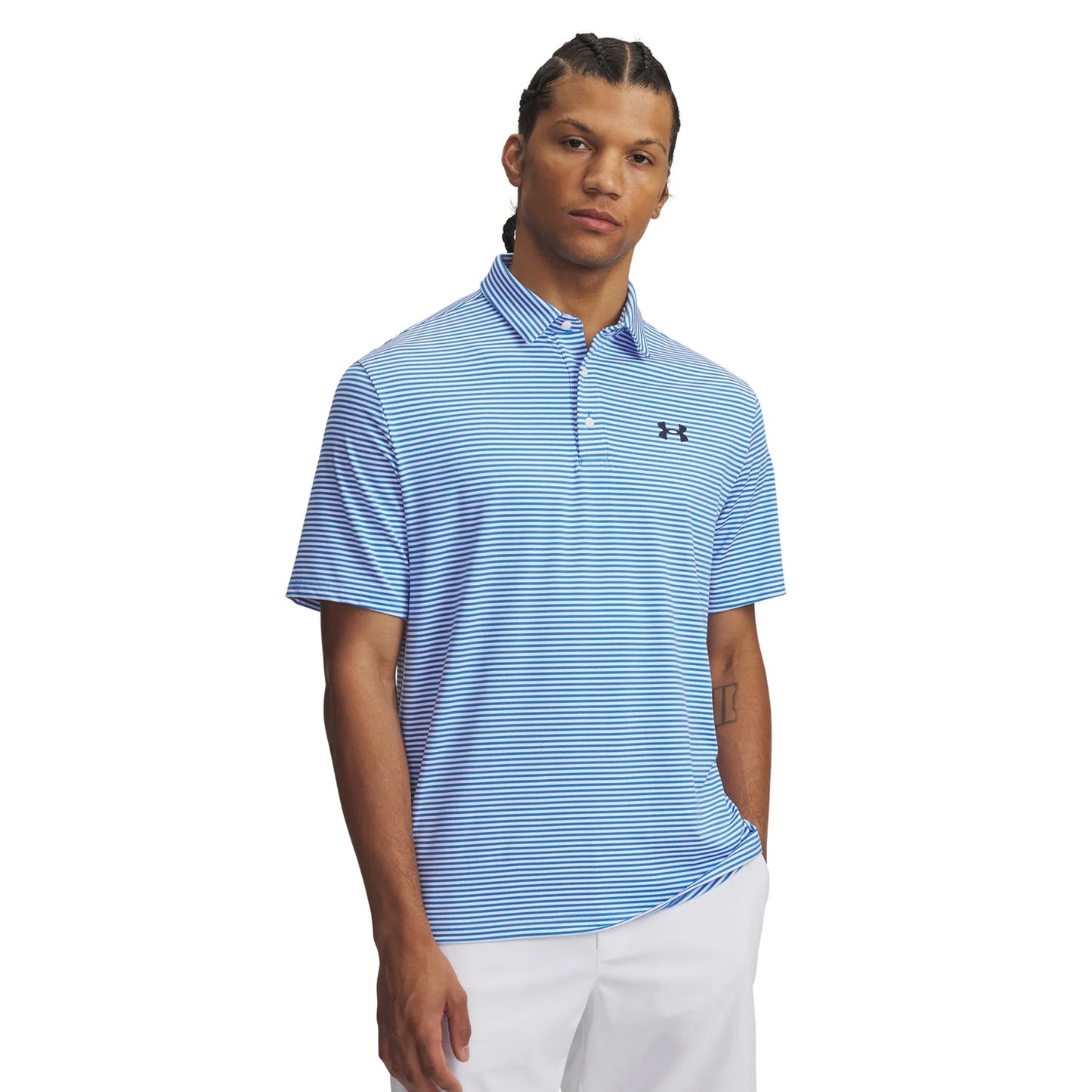 UA Playoff 3.0 Stripe Polo Shirt - White / Blue