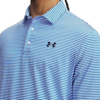 UA Playoff 3.0 Stripe Polo Shirt - White / Blue