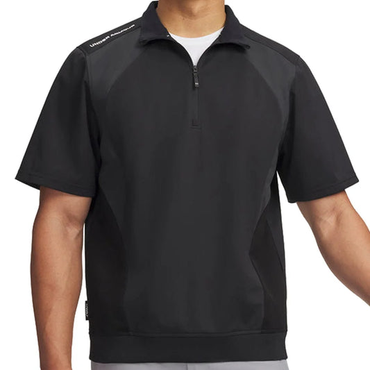 UA Drive Wind Short Sleeve 1/2 Zip Golf Jacket - Black