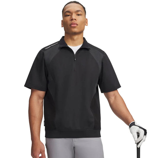 UA Drive Wind Short Sleeve 1/2 Zip Golf Jacket - Black