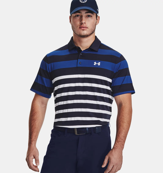 UA Playoff 3.0 Stripe Polo Navy Blue/Royal Blue