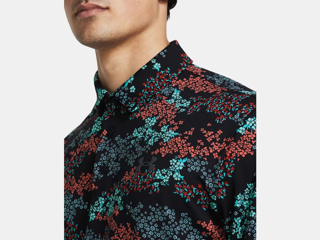 UA Playoff 3.0 Printed Polo Black/Hydro Teal/Black