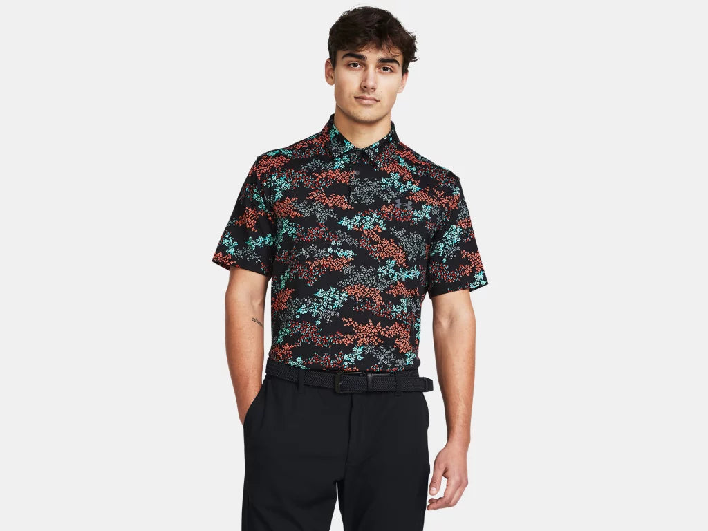 UA Playoff 3.0 Printed Polo Black/Hydro Teal/Black