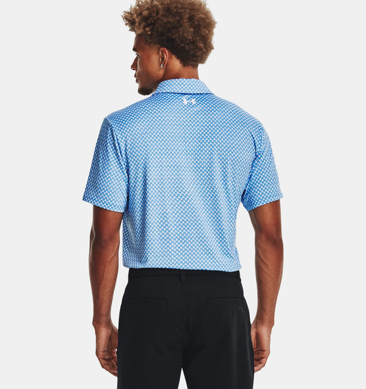 UA Playoff 3.0 Printed Polo White/Cosmic Blue