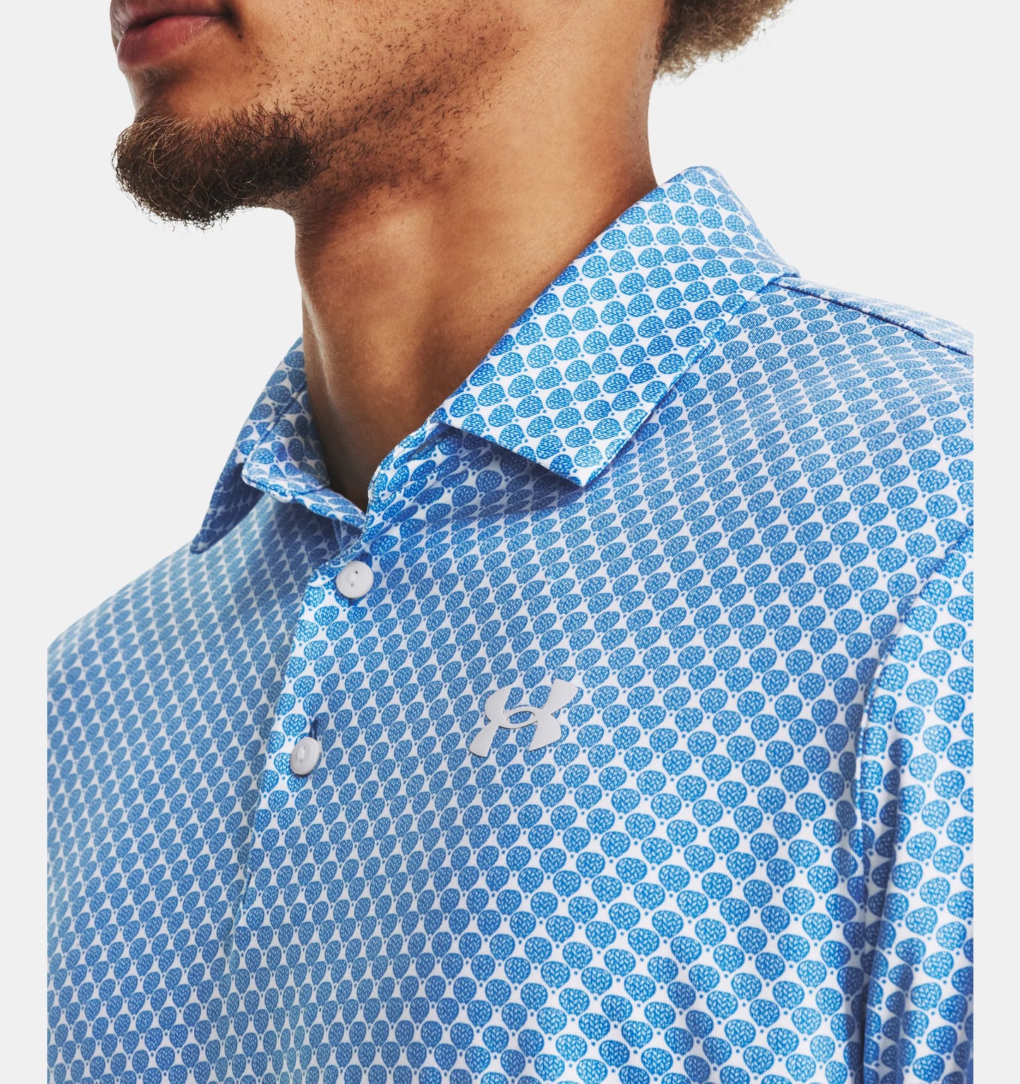 UA Playoff 3.0 Printed Polo White/Cosmic Blue