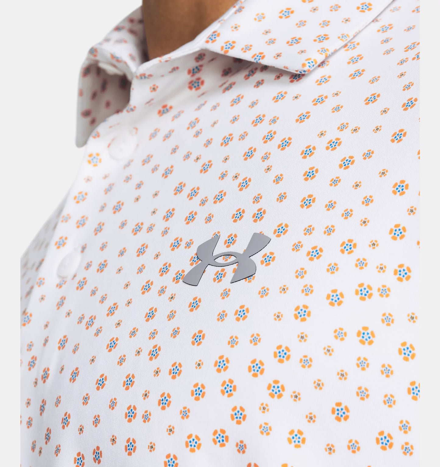 UA Playoff 3.0 Printed Polo White/Photon Blue/Midnight Navy