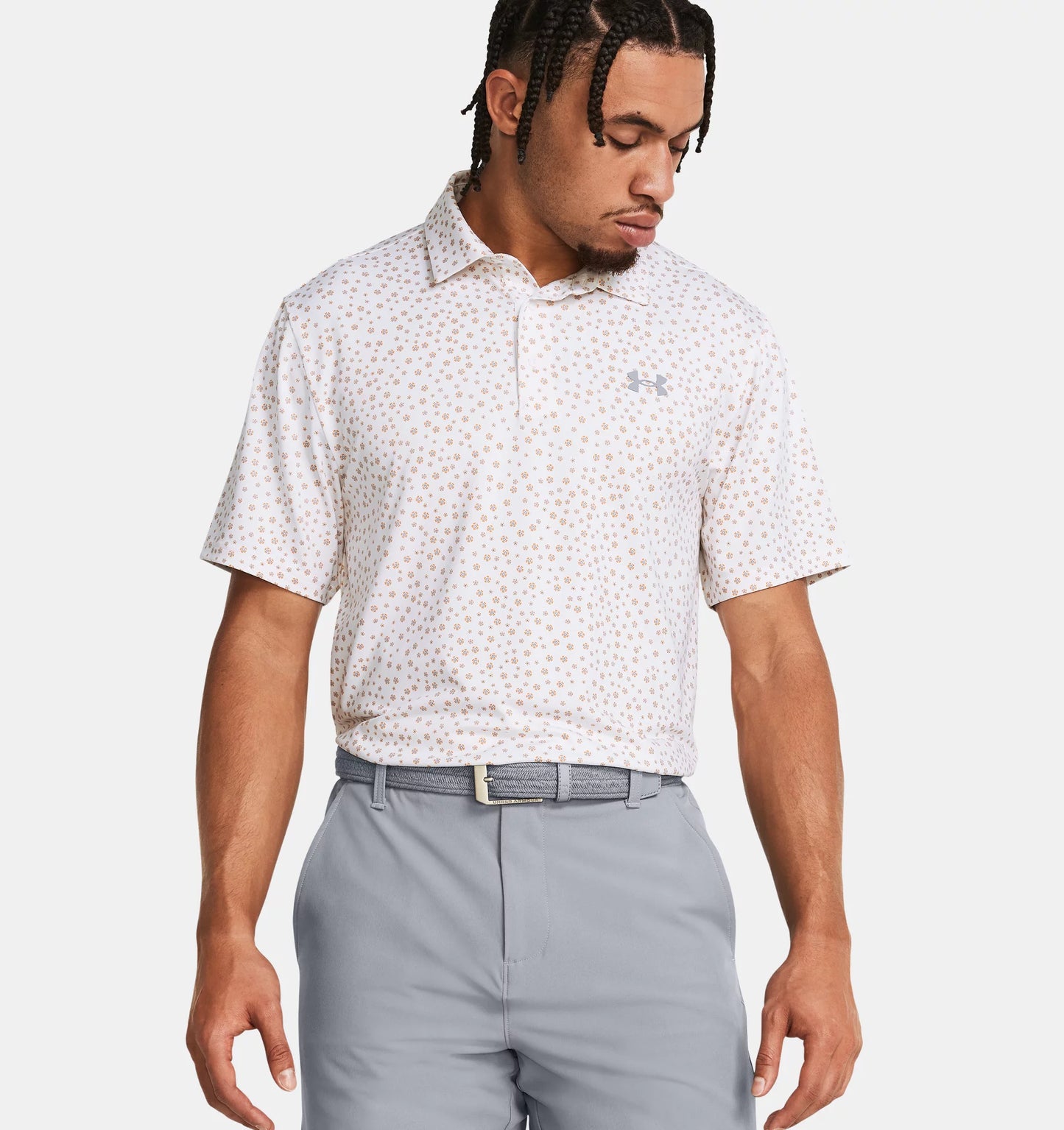UA Playoff 3.0 Printed Polo White/Photon Blue/Midnight Navy