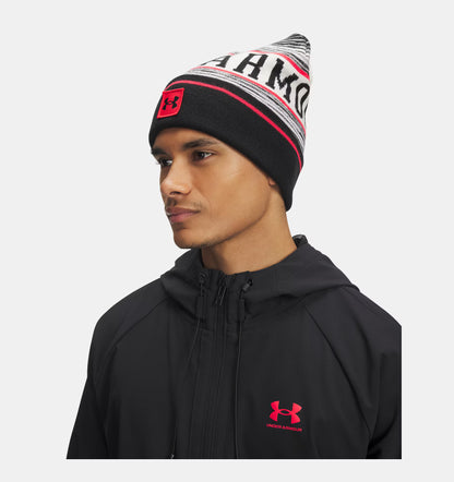 Halftime Pom Beanie Stone/Red/Black