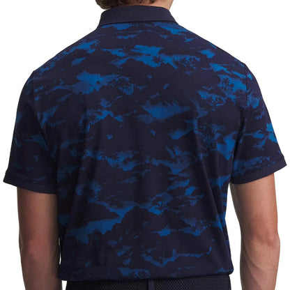 UA ArmourDry Printed Rib Polo Shirt - Varsity Blue / Midnight Navy