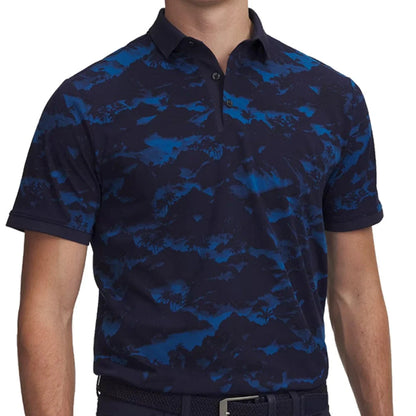 UA ArmourDry Printed Rib Polo Shirt - Varsity Blue / Midnight Navy