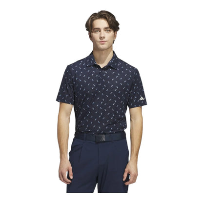 adidas Ultimate365 Printed Mesh Golf Polo Shirt - Navy