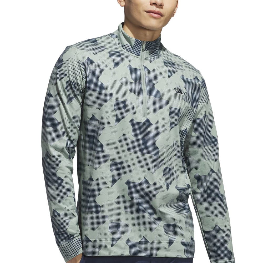 adidas Go-To Printed 1/4 Zip Pullover - Silver Green