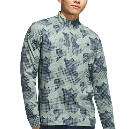 adidas Go-To Printed 1/4 Zip Pullover - Silver Green