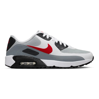 Nike Air Max 90 G Waterproof Spikeless Golf Shoes - White / Fire Red / Light Smoke Grey