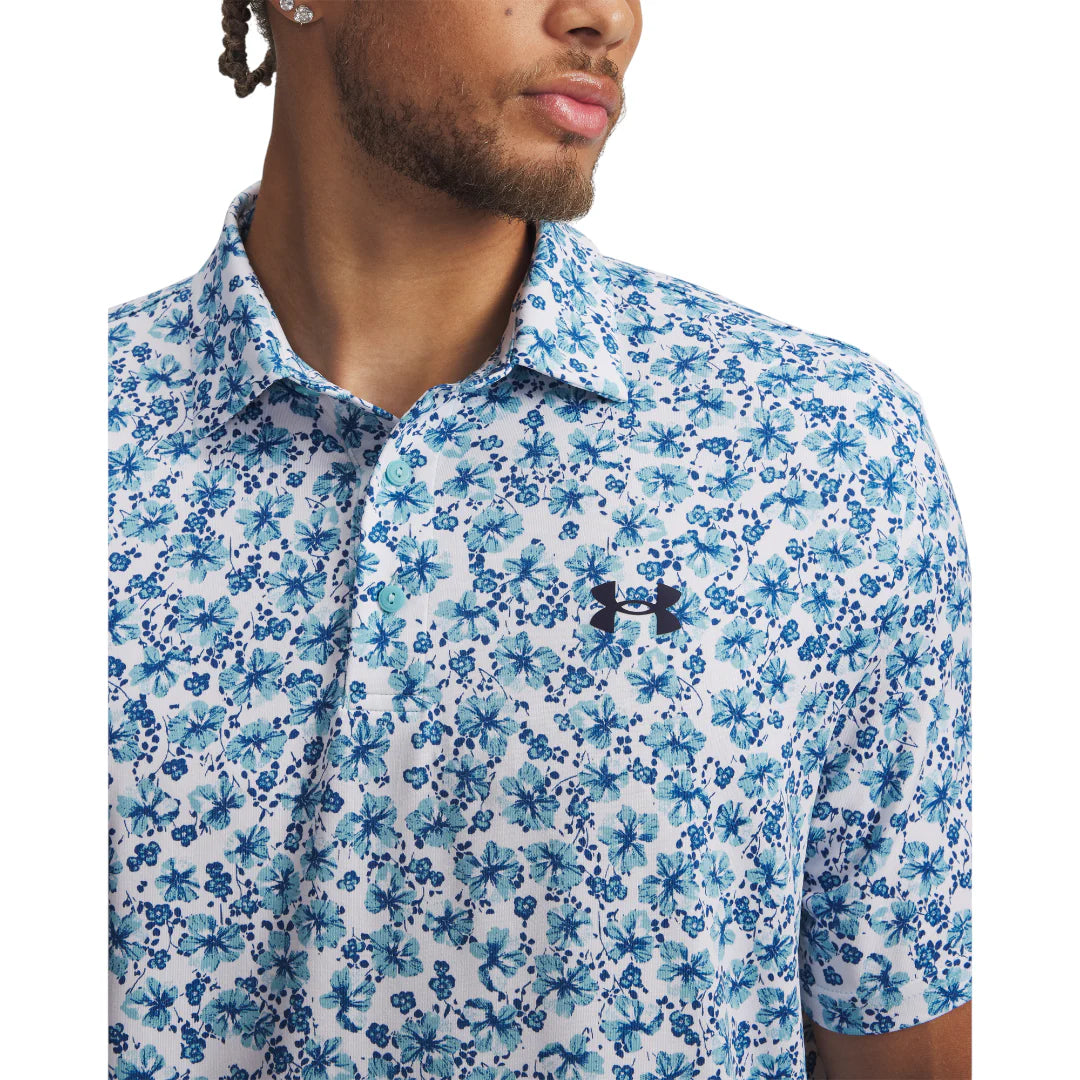 UA Playoff 3.0 Printed Polo Shirt - White / Varsity Blue