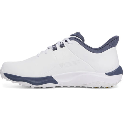 UA Drive Pro SL Wide Fit Waterproof Spikeless Golf Shoes - White / Grey / Gold