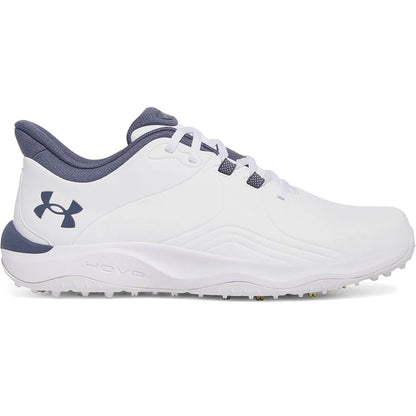 UA Drive Pro SL Wide Fit Waterproof Spikeless Golf Shoes - White / Grey / Gold