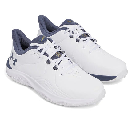 UA Drive Pro SL Wide Fit Waterproof Spikeless Golf Shoes - White / Grey / Gold
