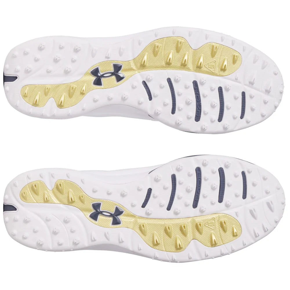 UA Drive Pro SL Wide Fit Waterproof Spikeless Golf Shoes - White / Grey / Gold