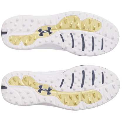 UA Drive Pro SL Wide Fit Waterproof Spikeless Golf Shoes - White / Grey / Gold