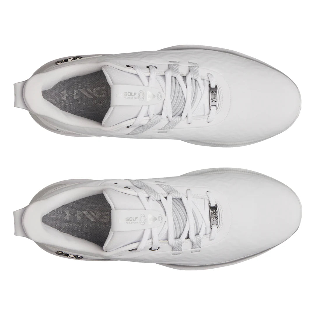 UA Drive Pro Clone Spiked Golf Shoes - White