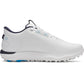 UA Drive Fade 2 Waterproof Spikeless Golf Shoes - White / White / Metallic Silver