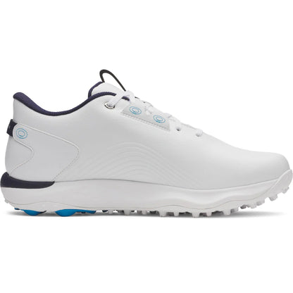 UA Drive Fade 2 Waterproof Spikeless Golf Shoes - White / White / Metallic Silver