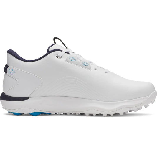 UA Drive Fade 2 Waterproof Spikeless Golf Shoes - White / White / Metallic Silver