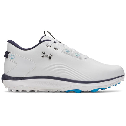 UA Drive Fade 2 Waterproof Spikeless Golf Shoes - White / White / Metallic Silver