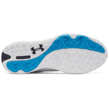 UA Drive Fade 2 Waterproof Spikeless Golf Shoes - White / White / Metallic Silver
