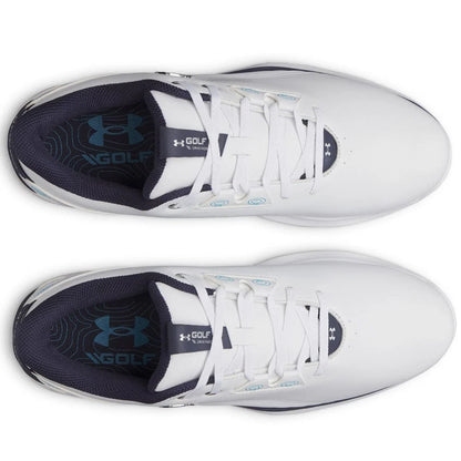 UA Drive Fade 2 Waterproof Spikeless Golf Shoes - White / White / Metallic Silver