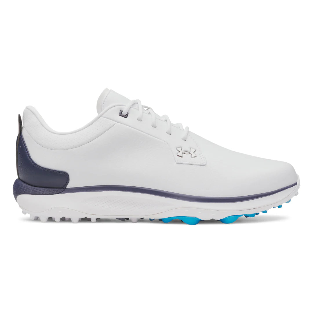 UA Drive Glide SL Waterproof Spikeless Golf Shoes - White / Midnight Navy