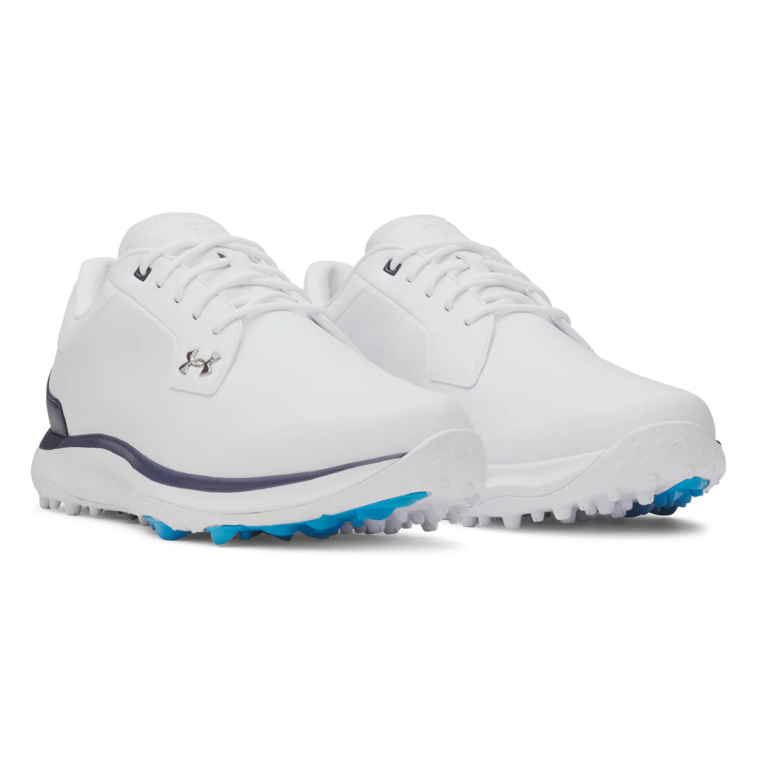 UA Drive Glide SL Waterproof Spikeless Golf Shoes - White / Midnight Navy