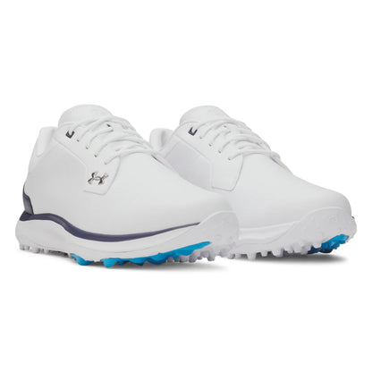 UA Drive Glide SL Waterproof Spikeless Golf Shoes - White / Midnight Navy