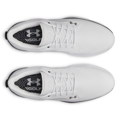 UA Drive Glide SL Waterproof Spikeless Golf Shoes - White / Midnight Navy