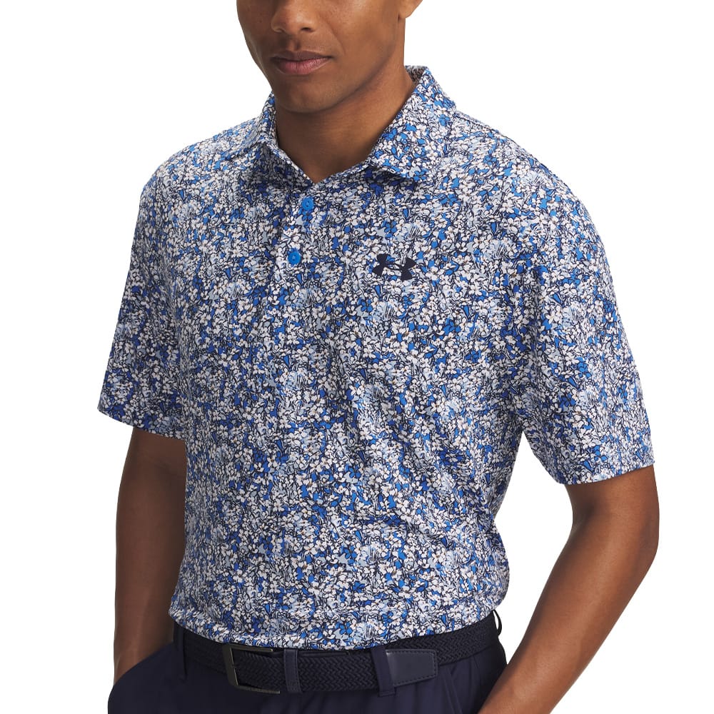 UA Playoff 3.0 Printed Polo Shirt - Blue / White Flowers