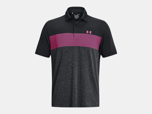 UA Playoff 3.0 Stripe Polo Black/Grey/Pink