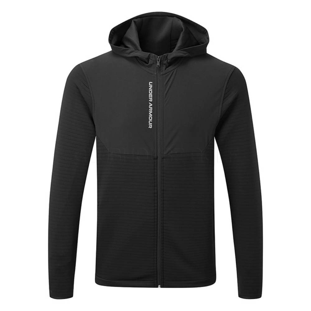 UA Storm Daytona Full Zip Jacket with hoodie black front view