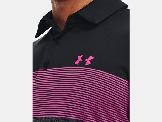UA Playoff 3.0 Stripe Polo Black/Grey/Pink