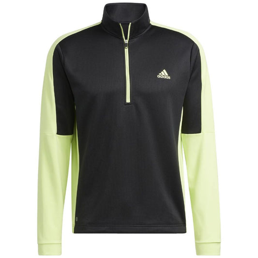 Mens Color Block Quarter Zip Pullover Black/Pulse Lime