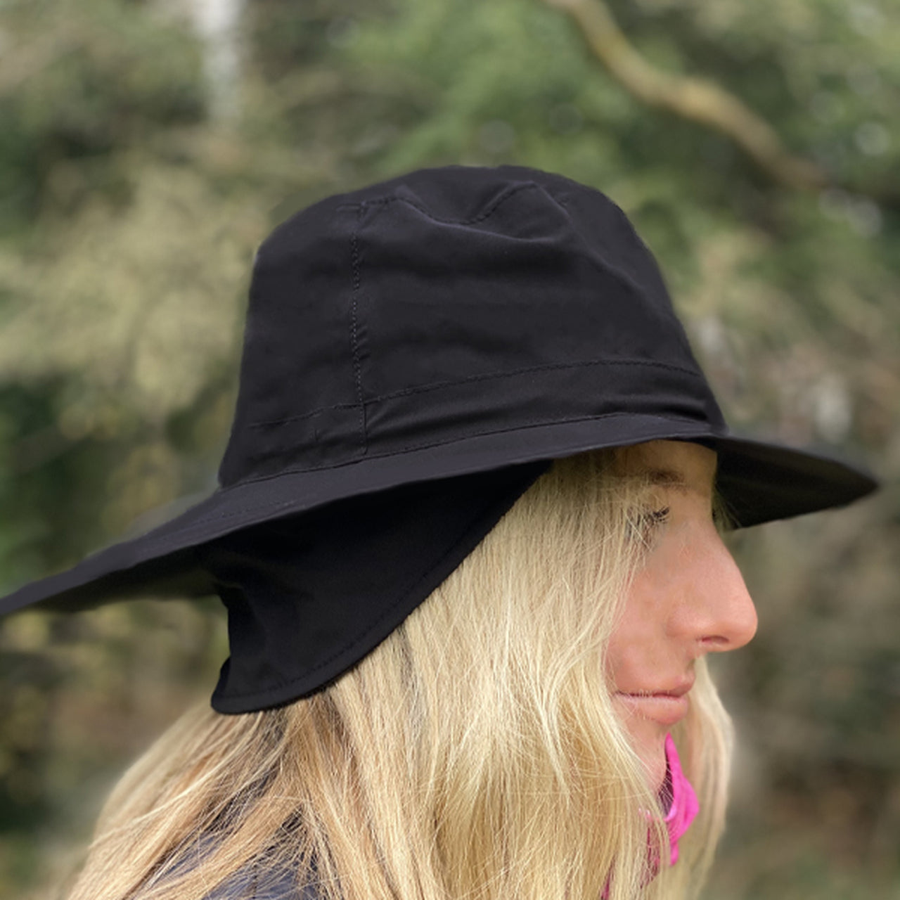 Fleece Lined Rain Hat - Black