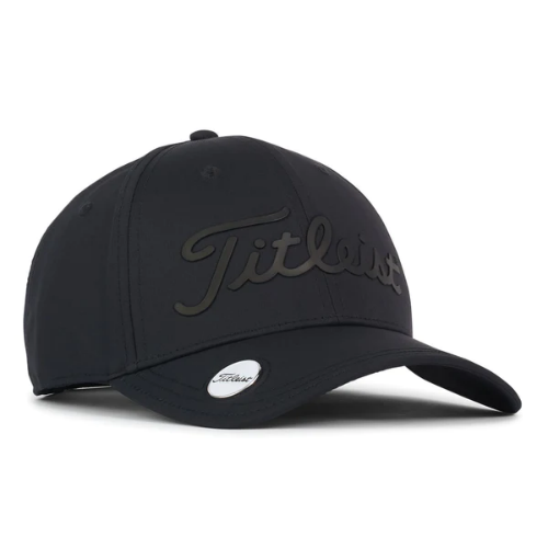 Titleist Players Performance Cap Black Black logo with magnetic ball marker
